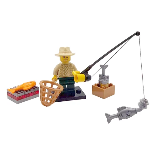 Genuine LEGO® Fishing Gift Fisherman Angler Male Man Minifigure Rod Angling 2
