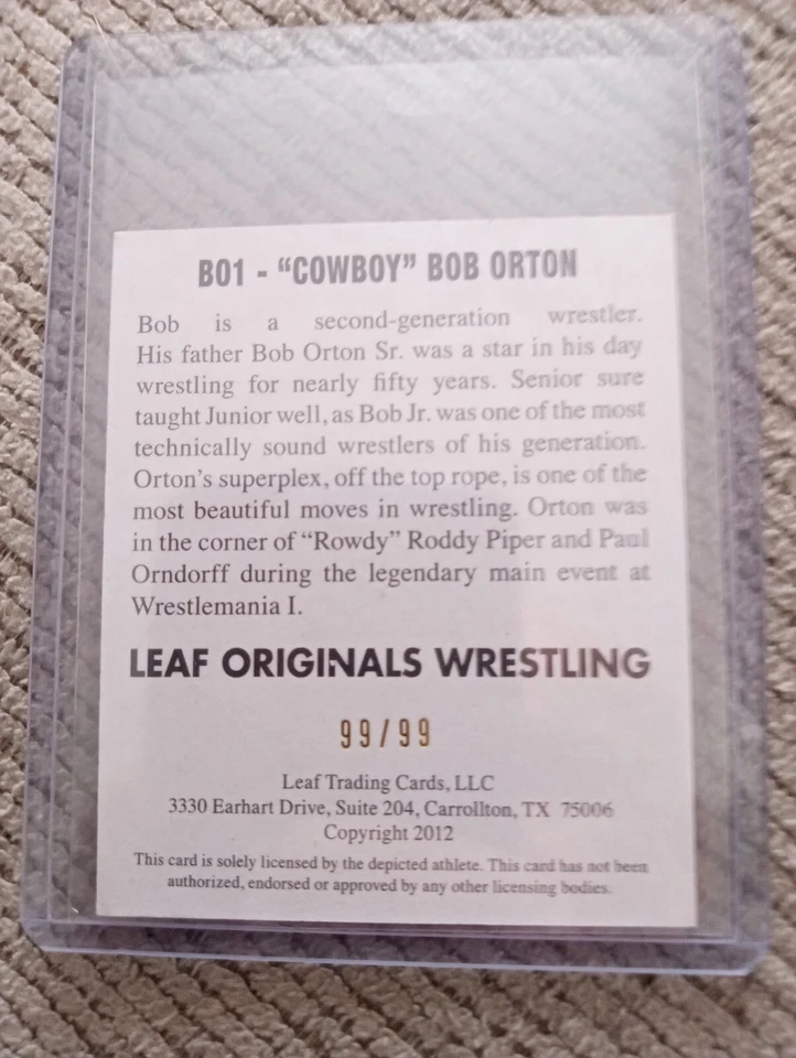 Cowboy Bob Orton 2012 Leaf Originals Wrestling Autograph 99/99 Auto WWE - Image 2 of 2