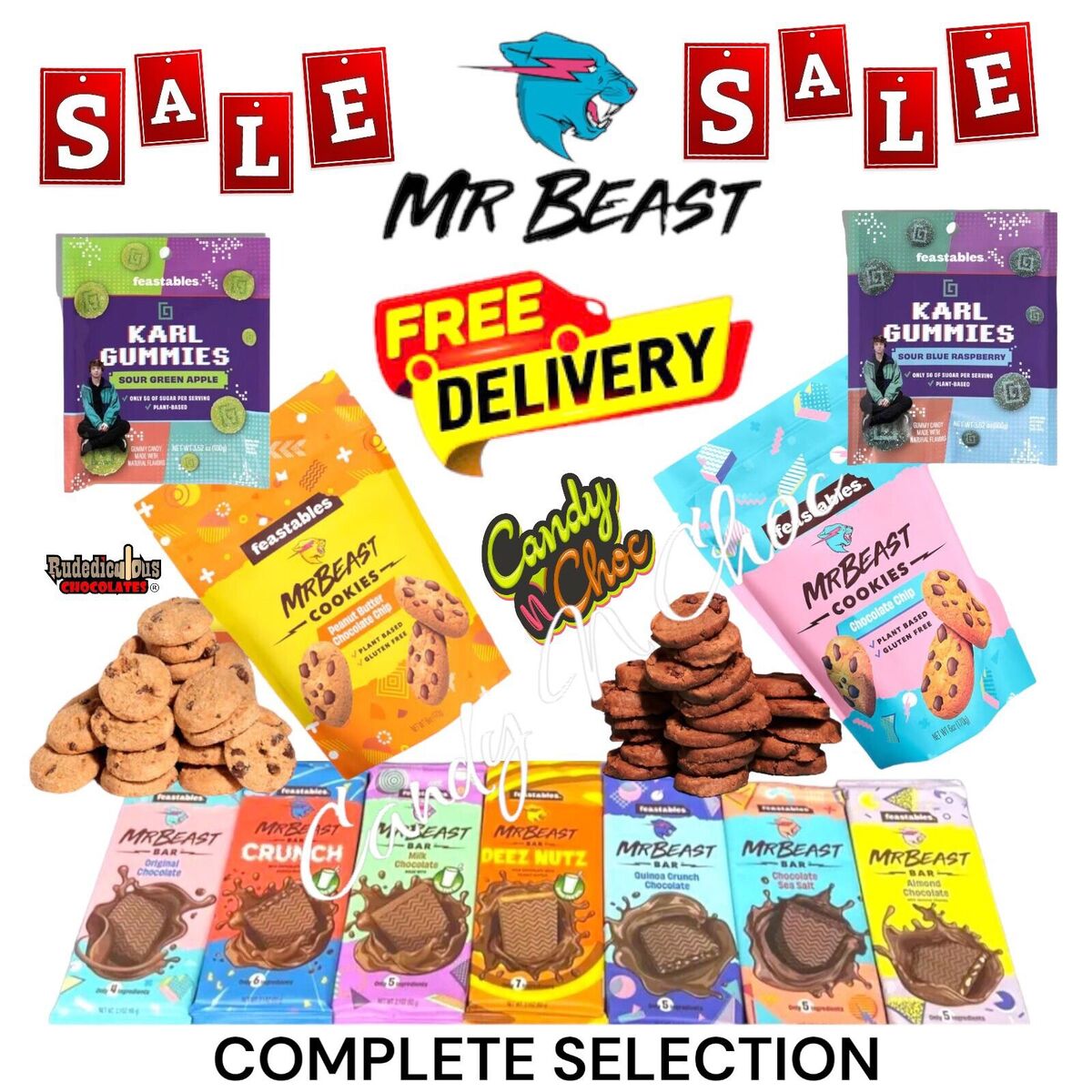 Feastables MrBeast Chocolate Sea Salt Bars - Made with Organic Cocoa. Plant  Based with Only 5 Ingredients, 10 Count