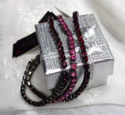 Lot/3 Estate Jewelry VIESTE Genuine Austrian Crystal Stretch Bracelets RED PINK