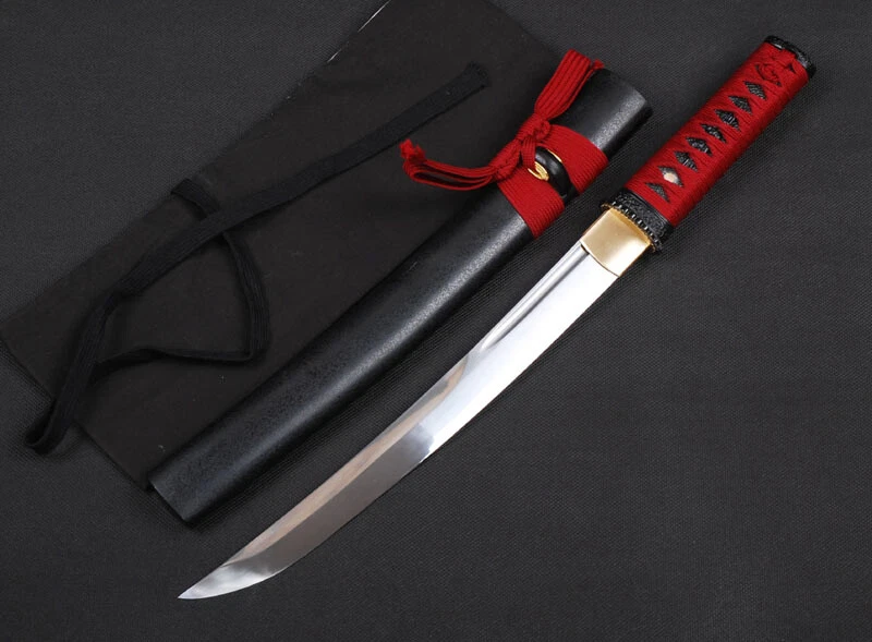 Cuchillo Espadas Cortas 20"" Autodefensa Rojo Tanto T10 Acero Japonés Unokubitsukuri Foto 3 de 4