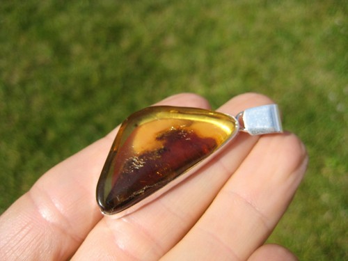 925 Silver Natural Chiapas Amber Pendant Necklace Taxco Mexico Jewelry Art A22 - Picture 7 of 11