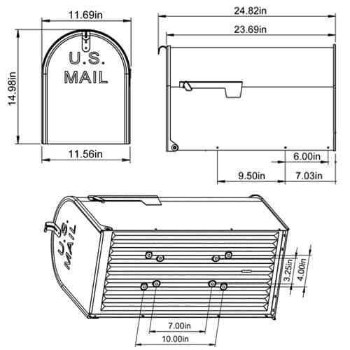 Stanley Black, Extra Large, Steel, Post Mount Mailbox Free Shipping - Picture 6 of 9