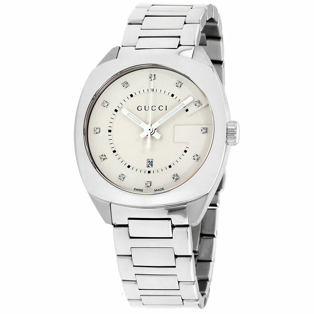 Montre pour femme Gucci YA142403 cadran diamant ton argent acier inoxydable série 142,4 