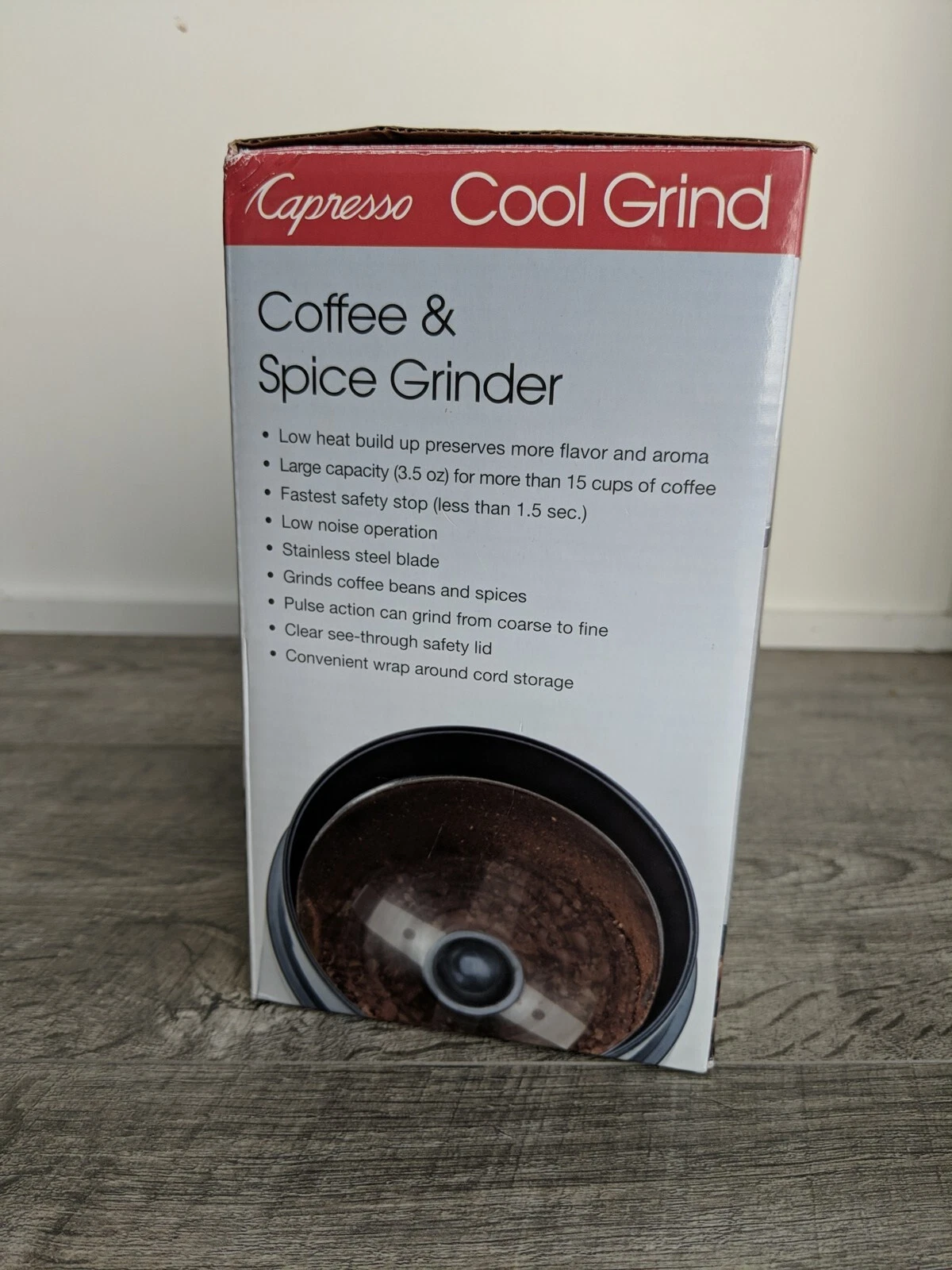 Capresso Cool Grind Coffee And Spice Grinder. Capacity 3.5oz for 15cups coffee