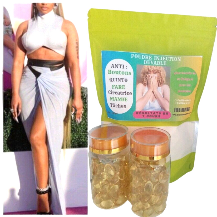 Poudre glutathione booster éclaircissante efficace et gélules vitamine soin visage corps