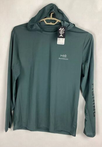 Bassdash Mens Light Pullover Hooded Sun Long Sleeve Size Medium Teal Green New