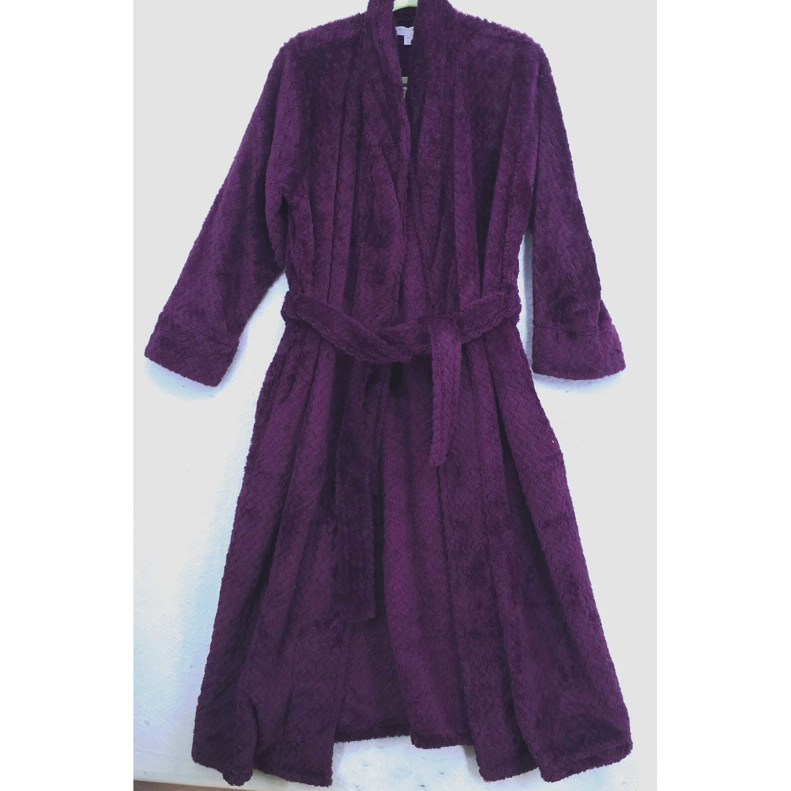 Womens Bathrobe Dark Purple Textured Plush M/L Charte… Gem