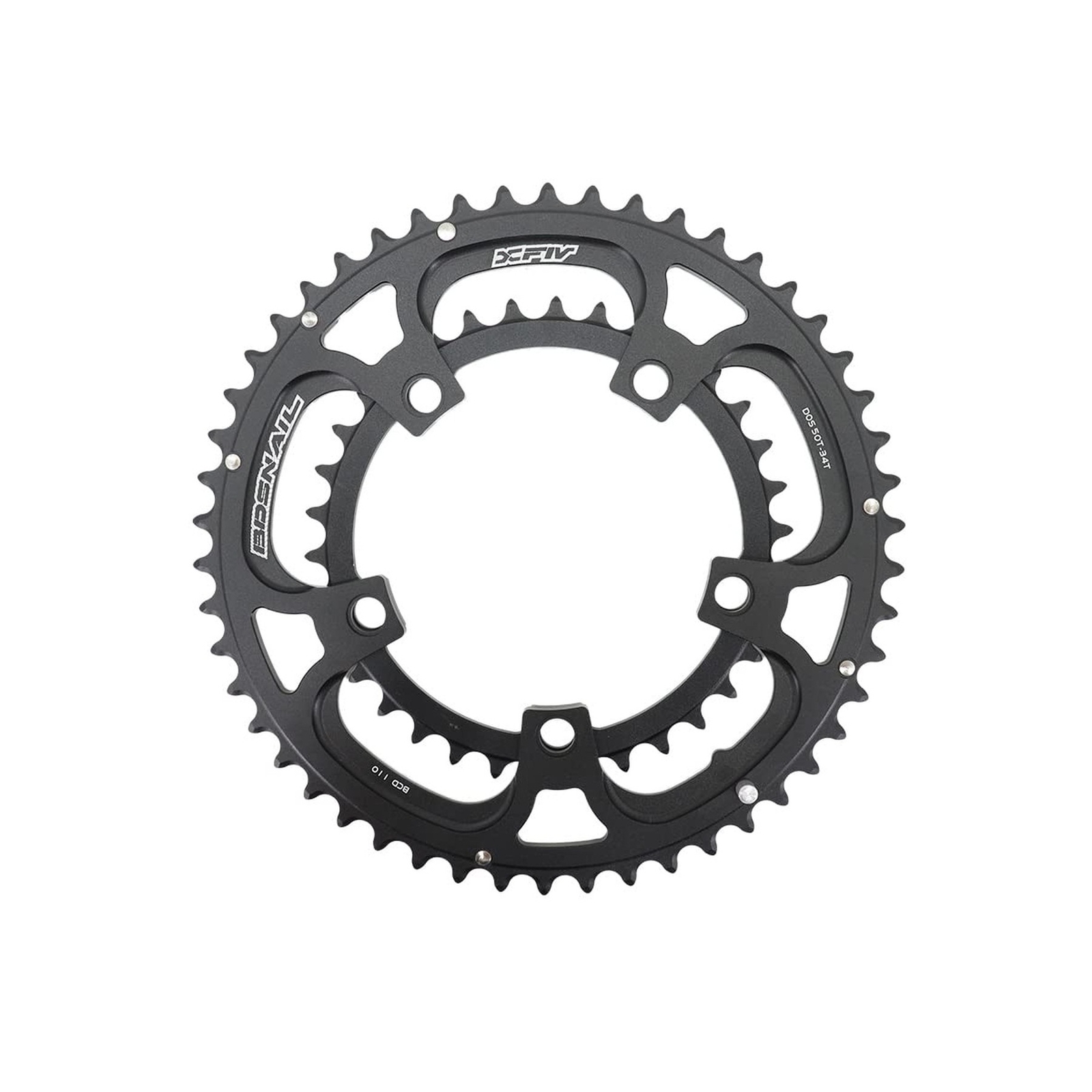 DJC Road Bike Chainring 110BCD Double Chainring 5 Arms Round 2X 50T 34T ...