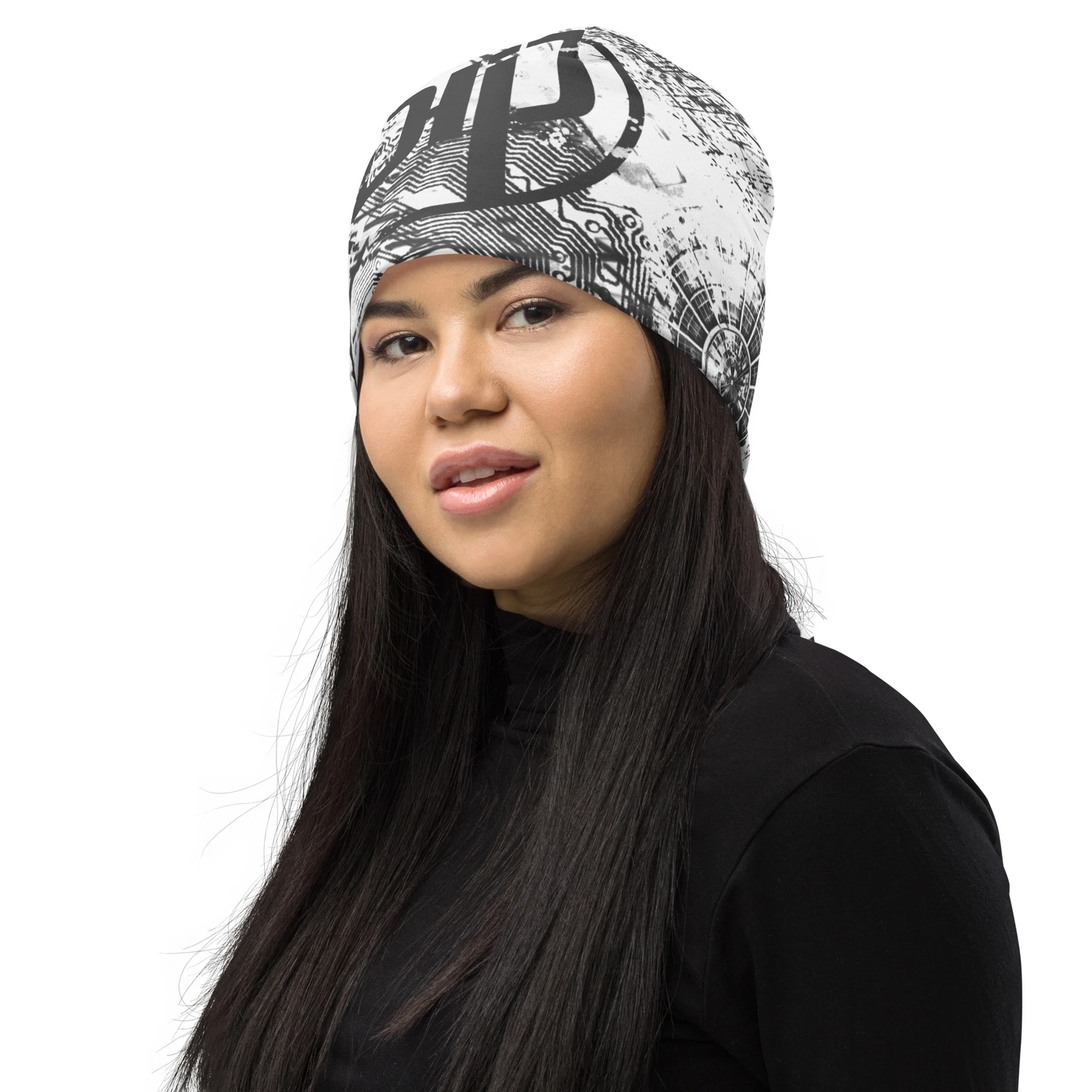 Buckeye Productions Dark Gray Grunge All-Over Print Beanie