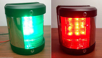 MARINE BOAT GREEN STARBOARD AND RED PORT SIDE LED NAVIGATION LIGHT