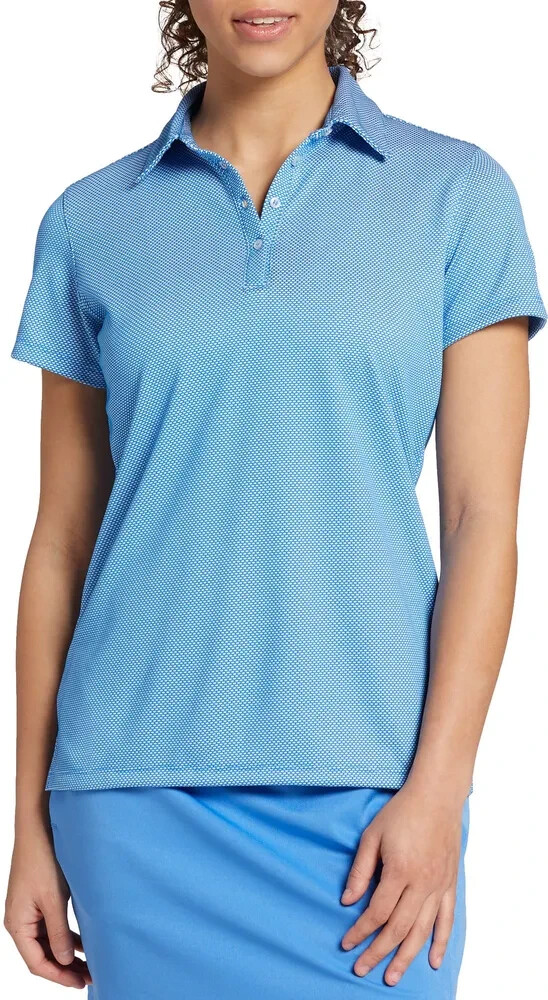 ЖЕНСКОЕ ЖАККАРДОВОЕ ПОЛО-КАПРИ LADY HAGEN С КОРОТКИМ РУКАВОМ СИНЕГО ЦВЕТА, ОЧЕНЬ МАЛЕНЬКОЕ