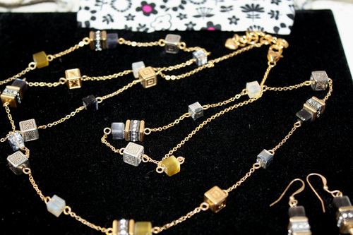 Brighton 38" "Silent Code" Geometric Shapes Long Necklace /Pierced Earrings - Picture 2 of 6
