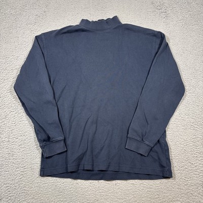 Cabelas's Shirt Mens L Navy Blue Long Sleeve Mock Neck Base Layer Outdoor Cotton
