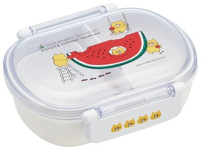 Kids lunch box 1 tier 360ml with side dish container dome shape Noraneko Gundan