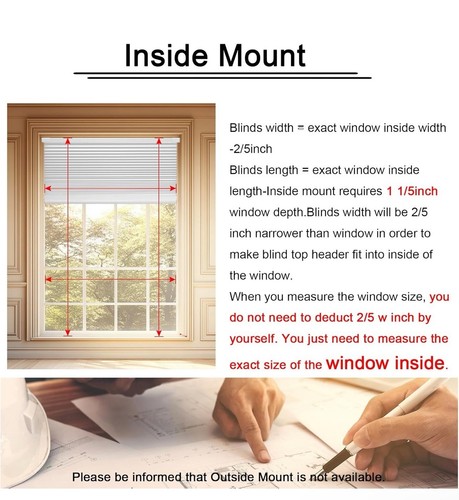 Cordless Cellular Shades,No Drill No Tools Light Filtering Honeyco 32" W x 48" H - Picture 6 of 9