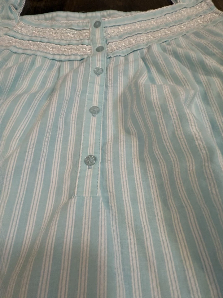 Croft & Barrow Intimates Blue White Striped Cottagecore Nightgown 1X Cotton - Image 2 of 4