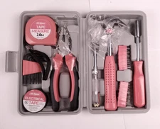 Hi-Spec Pink Tool Kit Set w/ Case – Cutter Screwdriver Hammer Tape Measure keys