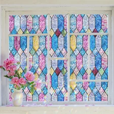 Window Privacy Film, Rainbow Decorative Stained Glass 17.3 x 78.7 Inches