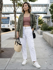 Nicole Miller New York Women s White Cargo Pa...