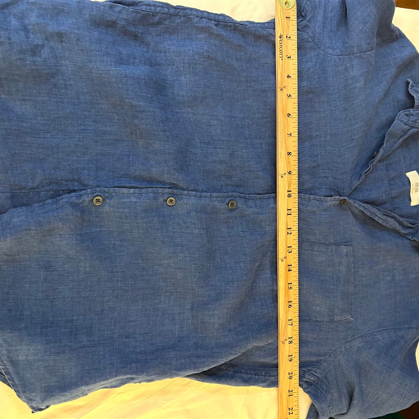 Uniqlo Premium Linen Long Sleeve Button Down Shirt Blue Mens Size M thumbnail 4