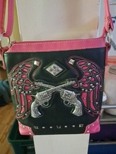 Western Cowgirl Girly Bling Purse Crossbody Adjustable Guns