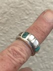 Vintage Southwestern Turquoise Pearl Inlay Silver Ring Sz 5.25 (Sterling?) — photo 8