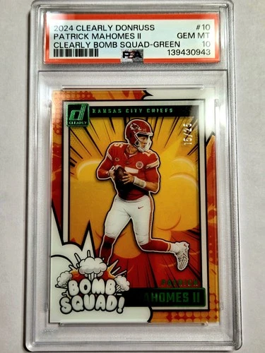 2024 Patrick Mahomes SSP 15/25 Donruss Bomb Squad JERSEY # MATCH 1/1 PSA 10 💎MT