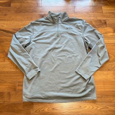 Nike Dri-FIT Half Zip Pullover Jacket Mens Gray Long Sleeve Swoosh