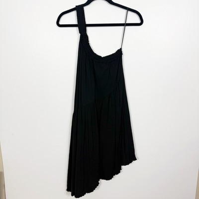 anthropologie black ruffle dress ruffled one-shoulder mini size small the Endless Rose Print