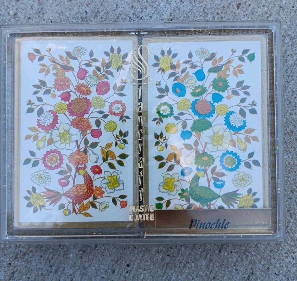 Deux Paquets De Cartes à Jouer Anciennes Stancraft - Motif Fleurs - SCELLÉS
