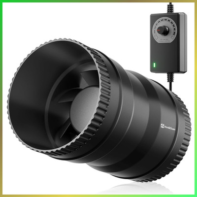Inline Rohrventilator 100mm 221m³/h Regelbar für Gewächshaus Garage Küche