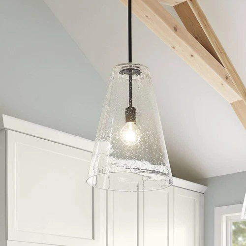 Hinkley Vance 13" Wide Satin Black and Glass Pendant Light - Picture 1 of 10