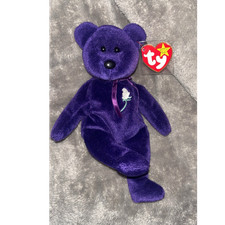 Ty Beanie Babies Princess Bear Purple White Rose Retired 1997