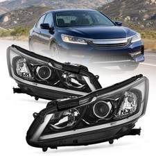 Halogen Headlight Assembly W Led Drl Fit 2016-17 Honda Accord Sedan Leftright