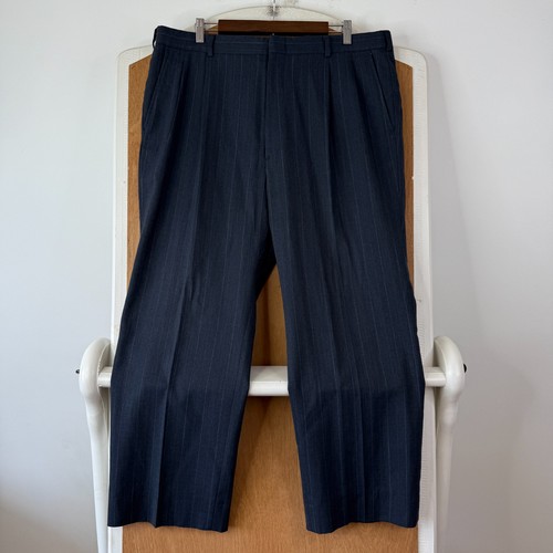 VINTAGE Double Breasted Suit Mens 44R Gray Pinstripe Stafford Pinstripe 38x28 - Picture 14 of 22