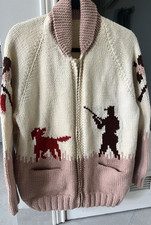 Mary Maxim pheasant hunt wool sweater - VINTAGE Cowichan style