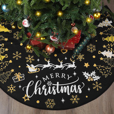 Christmas Tree Skirt - 48 Inch Short Plush Xmas Tree Mat for Winter Holiday Room