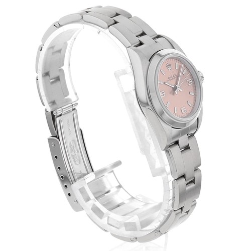 ROLEX Oyster perpetual 76080 rosa 369 barra blanca número A segunda mano mujeres - Imagen 3 de 10