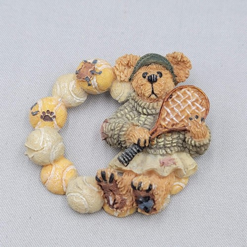 Vintage Boyds Bears "Chrissie Tennis Anyone" Resin Brooch 2.25"