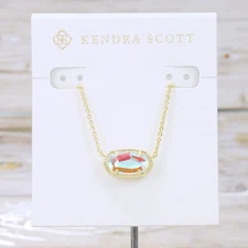 NWT Kendra Scott Elisa Dichroic Glass Necklace Gold Plated