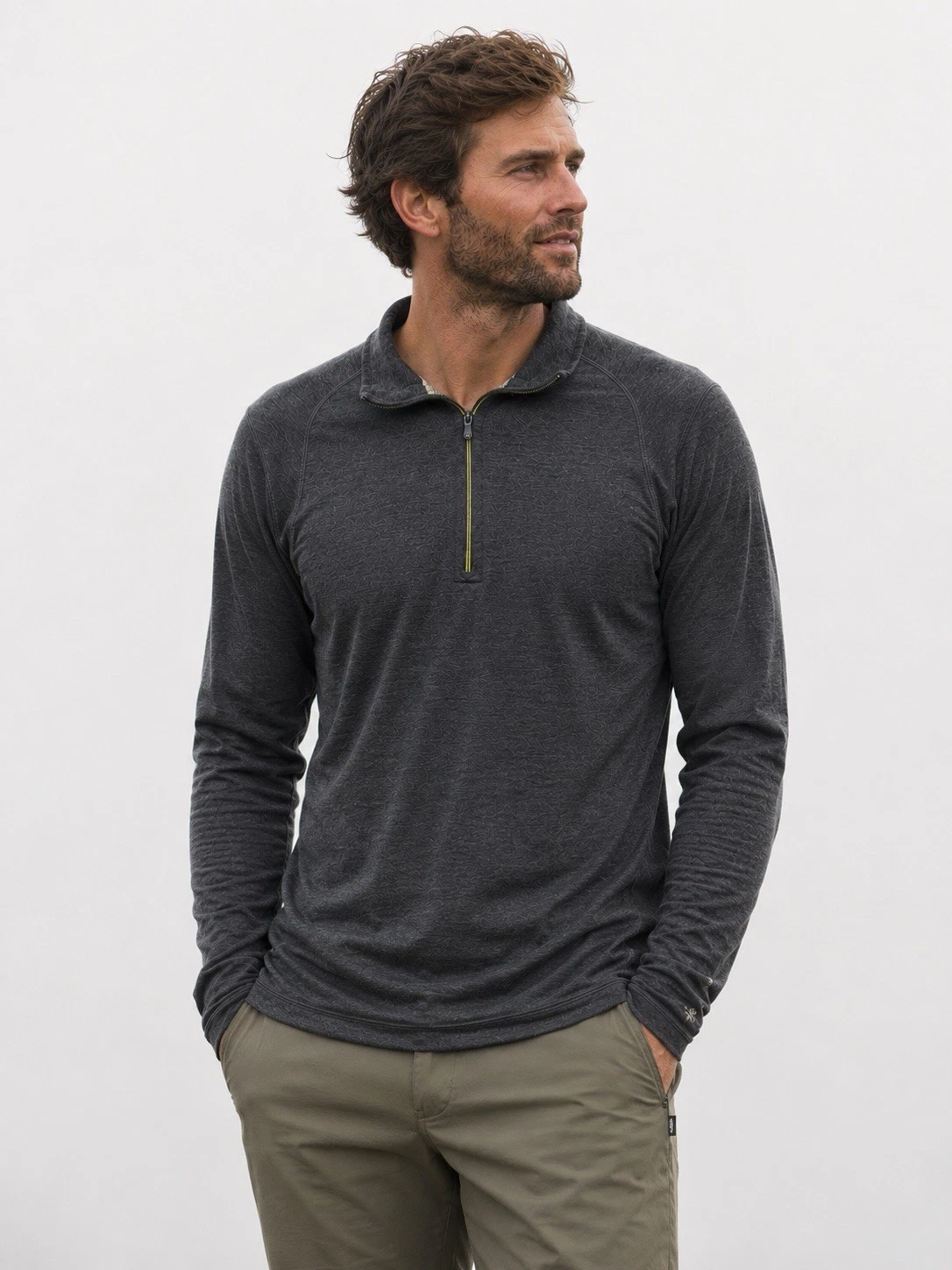 Men’s Smartwool Charcoal 1/4 Zip Merino Wool Base Layer Hiking Outdoors Thermal