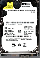 WD5000BMVW-11AMCS2 S/N: WXD1E DCM: EA0TJHB WD 500GB MALAYSIA DEC 2011