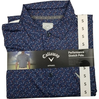 Callaway Opti Dri Geometric Polo Shirt Mens Small Blue Golf Performance Stretch