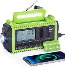Portable Hand Crank DAB/FM Radio 5000mAh Rechargeable Solar Digital Alarm