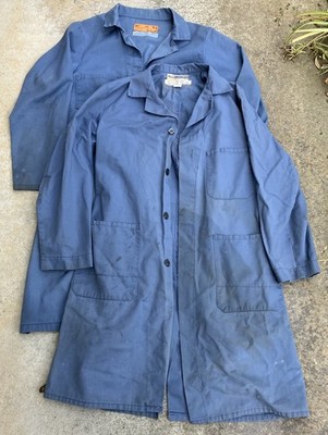 Vintage Lot 2 Engineered Work Garments/Work Wear Blue Lab Coats USA Mens Sz 40