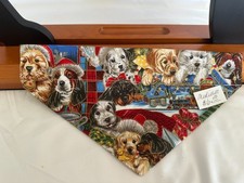 Christmas Dogs  Design Dog Bandana Two Sided Med Handmade. 10.5  X 5.5  