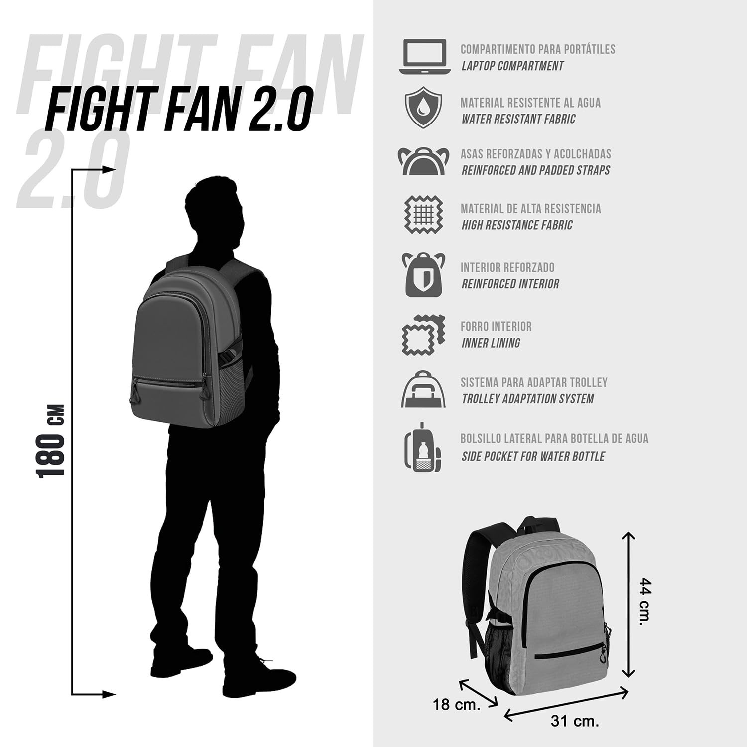 Sac à dos Looney Tunes ergonomique et imperméable Noir 2.0 - 3