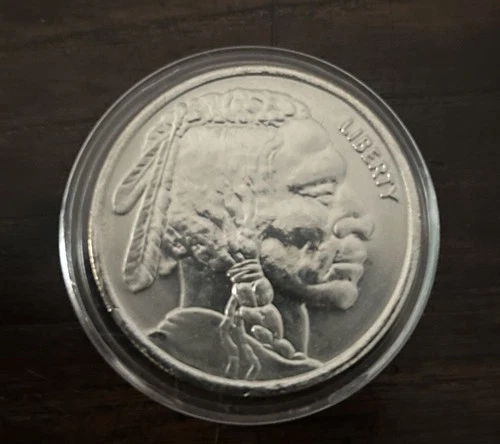 One Troy Oz Silver Liberty .999 Fine Buffalo Bison Round