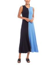 Karen Kane Color Blocked Midi Dress Women's M Blue/Navy Round Neck Pullover
